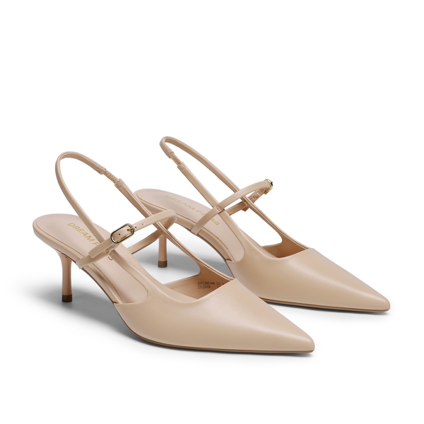 Women’s Pointed Toe Kitten Slingback Heels - NUDE - 4