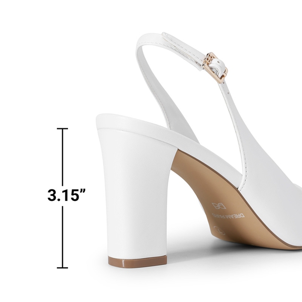 Women’s Slingback Block Heel Pumps - WHITE - 6