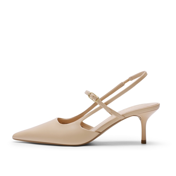 Women’s Pointed Toe Kitten Slingback Heels - NUDE - 3