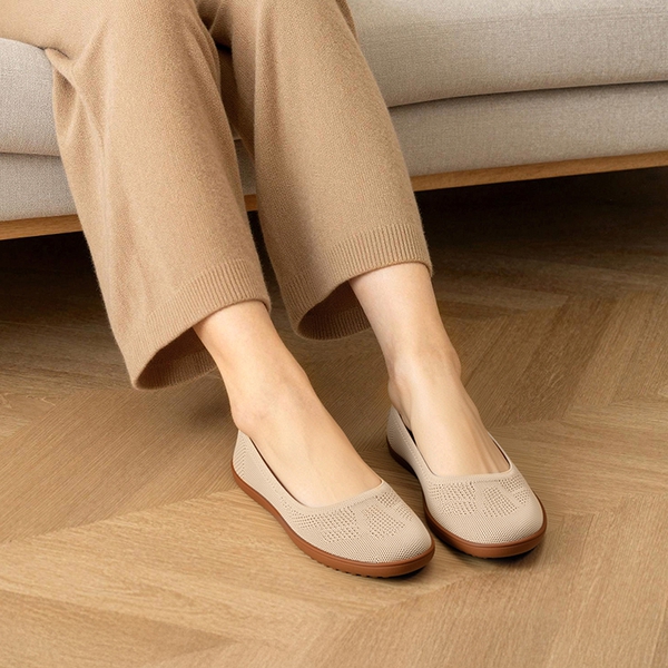 Ascenda Women’s Arch Support Wide Toe Ballet Shoes - NUDE - 2