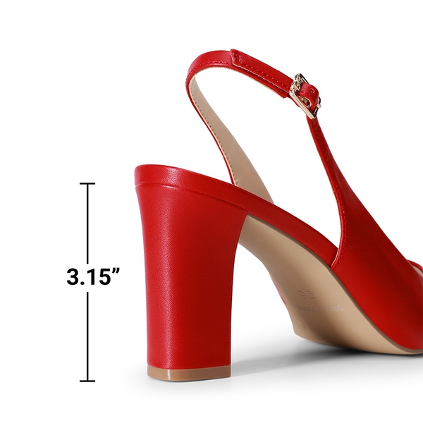 Women’s Slingback Block Heel Pumps - RED - 6