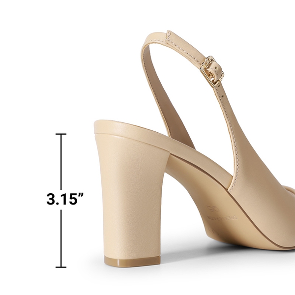 Women’s Slingback Block Heel Pumps - NUDE - 6
