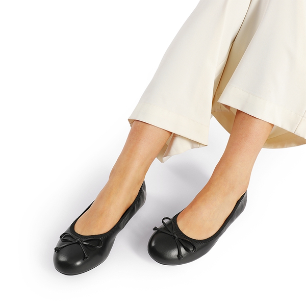 Women’s Wide-Toe Ballet Flats with Arch Support - BLACK - 7