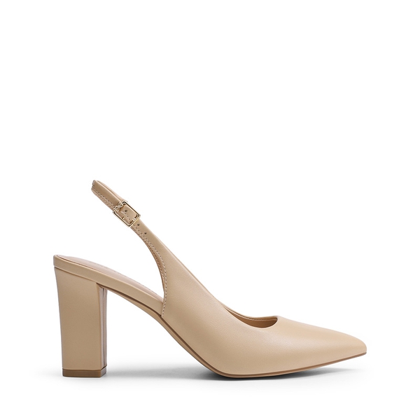 Women’s Slingback Block Heel Pumps - NUDE - 3