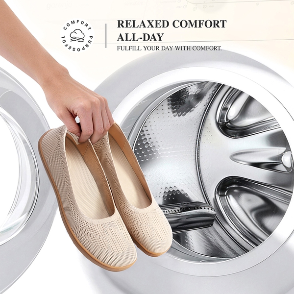 Ascenda Women’s Arch Support Wide Toe Ballet Shoes - NUDE - 6