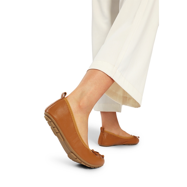 Women’s Wide-Toe Ballet Flats with Arch Support - BROWN - 8