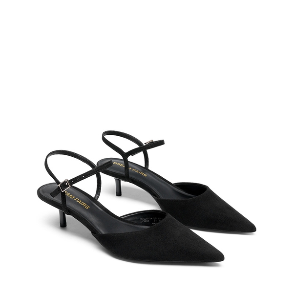 Women’s Pointed Toe Kitten Heels - BLACK-SUEDE - 4