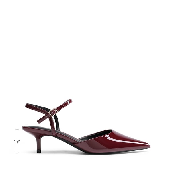 Women’s Pointed Toe Kitten Heels - BURGUNDY - 3