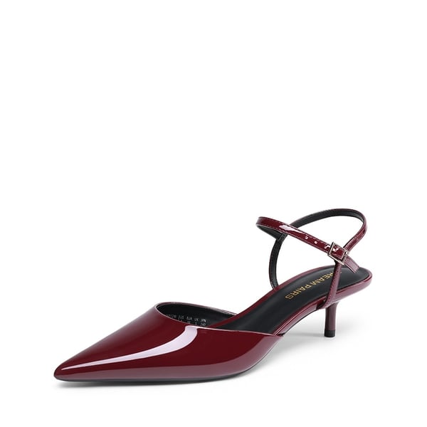 Women’s Pointed Toe Kitten Heels - BURGUNDY -  0