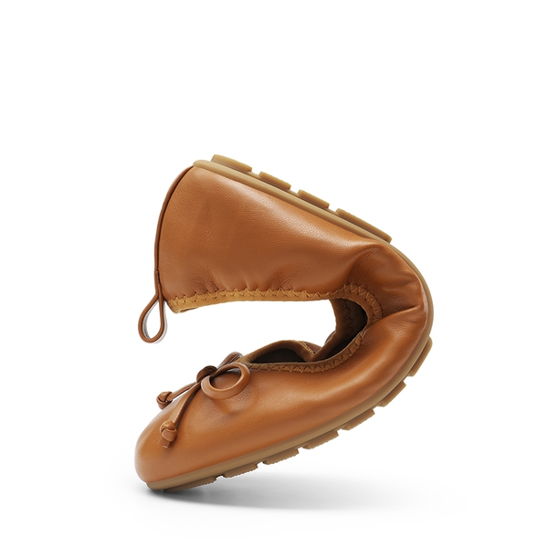 Women’s Wide-Toe Ballet Flats with Arch Support - BROWN - 6