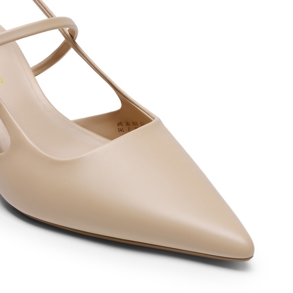 Women’s Pointed Toe Kitten Slingback Heels - NUDE - 5