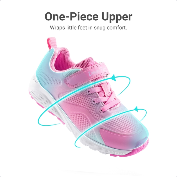 Girls’ Running Shoes with Hook-and-Loop Closure - PINK/GREEN - 2
