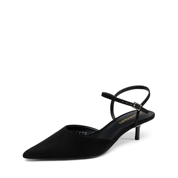 Women’s Pointed Toe Kitten Heels - BLACK-SUEDE -  0