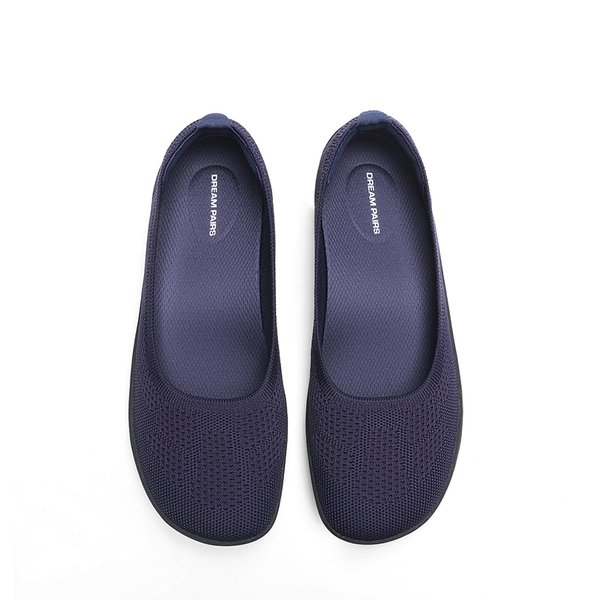 Ascenelle Women’s Arch Support Wide Toe Ballet Shoes Knit Edition - NAVY - 3