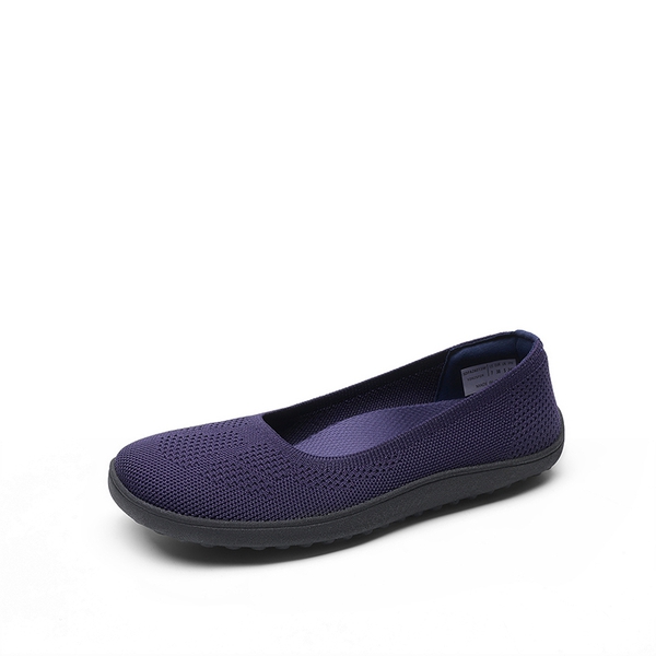 Ascenelle Women’s Arch Support Wide Toe Ballet Shoes Knit Edition - NAVY -  0