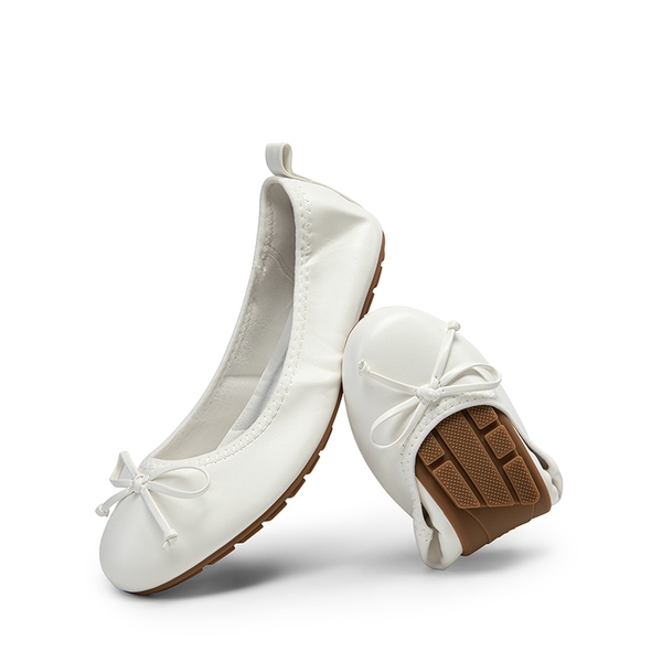 Ascenelle Women’s Wide-Toe Ballet Flats with Arch Support - WHITE - 9