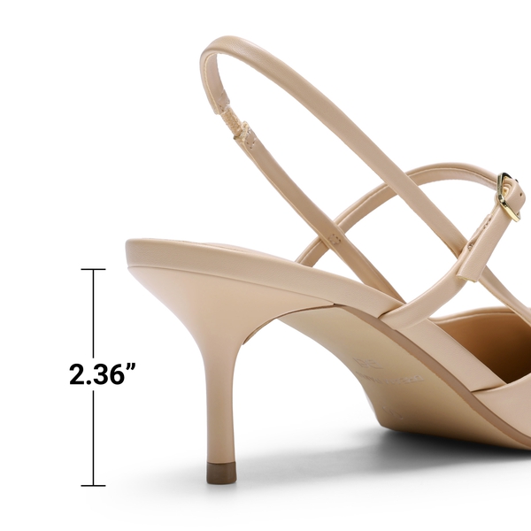 Women’s Pointed Toe Kitten Slingback Heels - NUDE - 6