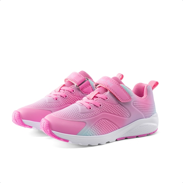 Girls’ Running Shoes with Hook-and-Loop Closure - PINK/GREEN - 5