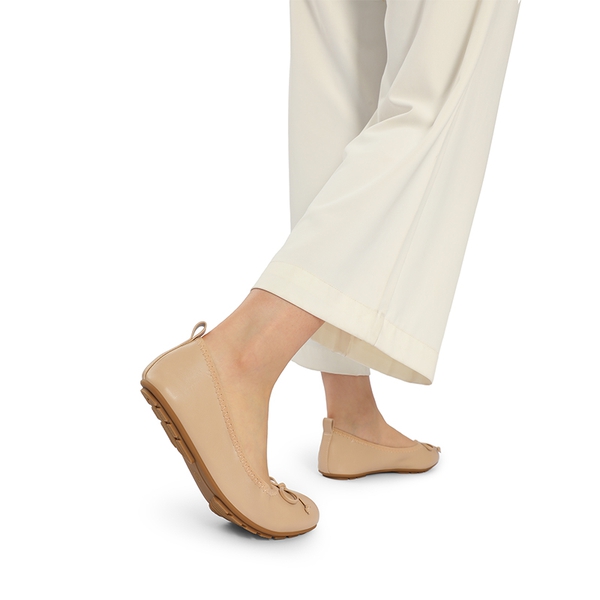 Ascenelle Women’s Wide-Toe Ballet Flats with Arch Support - NUDE - 8