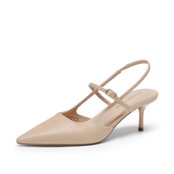 Women’s Pointed Toe Kitten Slingback Heels - NUDE -  0