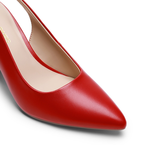 Women’s Slingback Block Heel Pumps - RED - 5