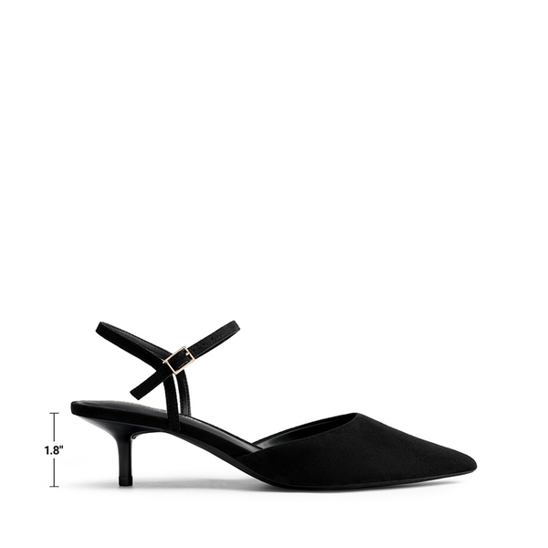 Women’s Pointed Toe Kitten Heels - BLACK-SUEDE - 3