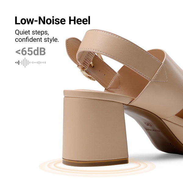 Women’s Chunky Heel Buckle Strap Sandals with Cushioned Insole - NUDE - 7