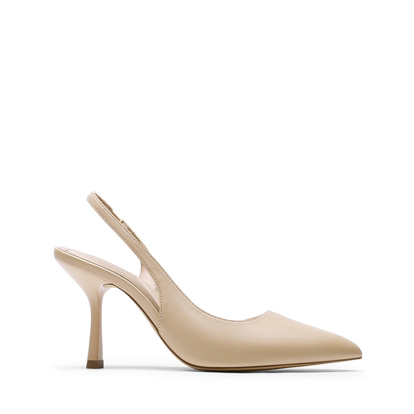 Women’s D'Orsay Pointed Toe Slingback Stiletto Heels - NUDE - 3