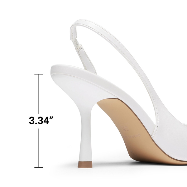 Women’s D'Orsay Pointed Toe Slingback Stiletto Heels - WHITE - 6