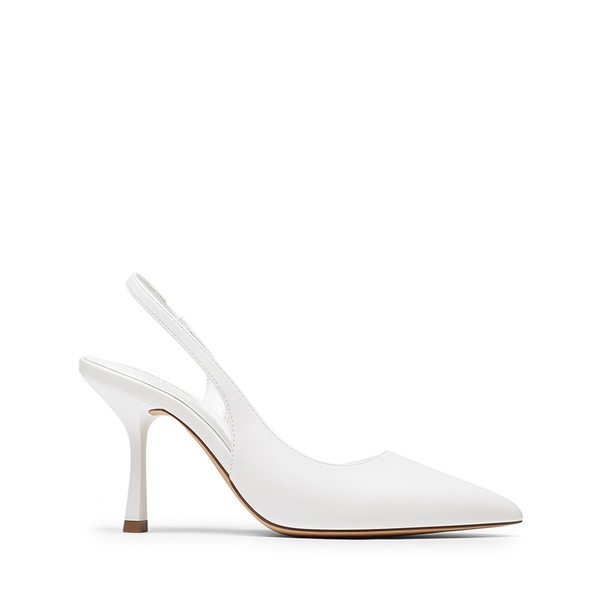 Women’s D'Orsay Pointed Toe Slingback Stiletto Heels - WHITE - 3