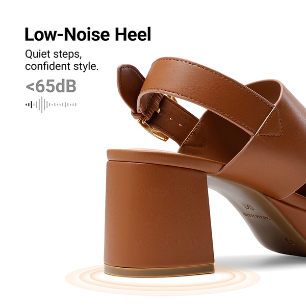 Women’s Chunky Heel Buckle Strap Sandals with Cushioned Insole - BROWN - 7