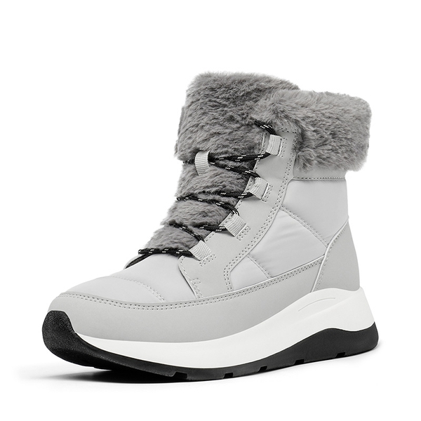 Faux Fur Winter Ankle Boots - GREY -  0