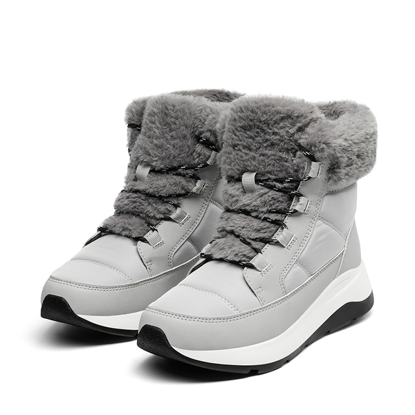 Faux Fur Winter Ankle Boots - GREY - 1