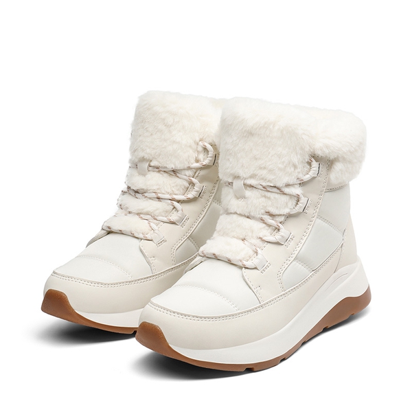 Faux Fur Winter Ankle Boots - OFF WHITE - 1