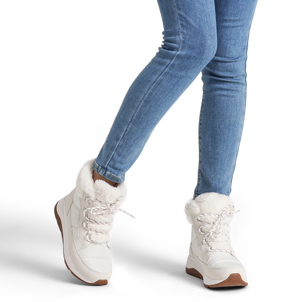 Faux Fur Winter Ankle Boots - OFF WHITE - 4