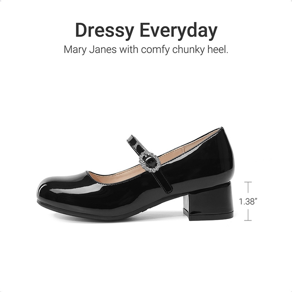 Girls’ Square Toe Heels - BLACK - 2