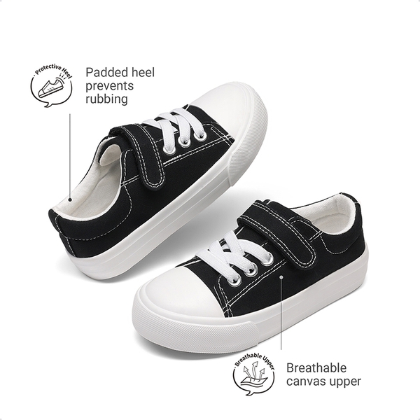 Toddler Sneakers with Hook-and-Loop Strap - BLACK - 3
