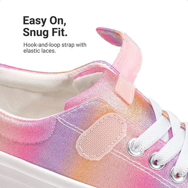 Toddler Sneakers with Hook-and-Loop Strap - PINK/RAINBOW - 2