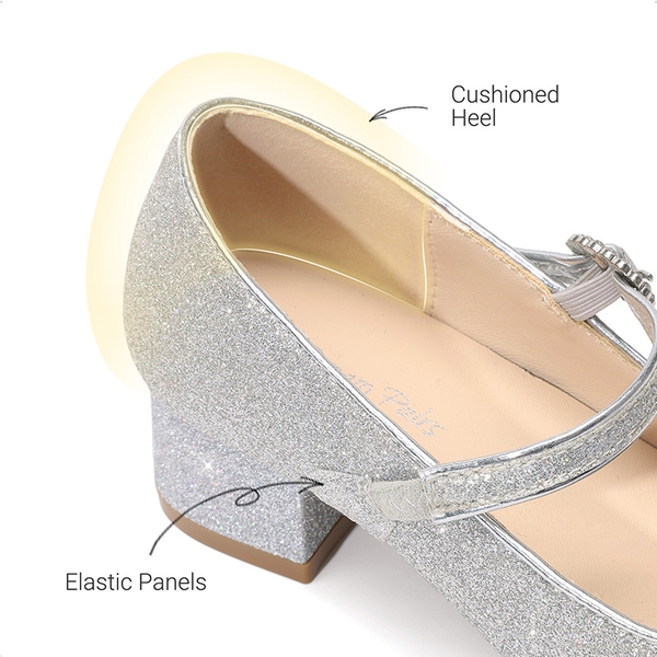 Girls’ Square Toe Heels - SILVER - 3