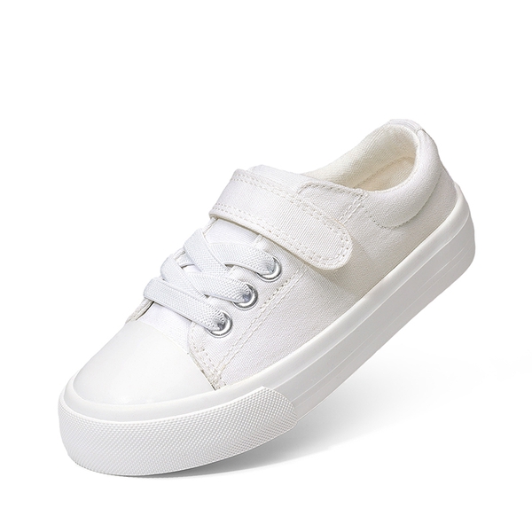 Toddler Sneakers with Hook-and-Loop Strap - ALL WHITE -  0