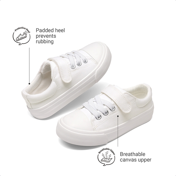 Toddler Sneakers with Hook-and-Loop Strap - ALL WHITE - 3