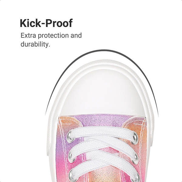 Toddler Sneakers with Hook-and-Loop Strap - PINK/RAINBOW - 4