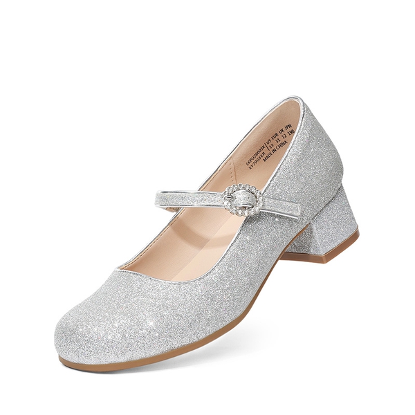 Girls’ Square Toe Heels - SILVER -  0