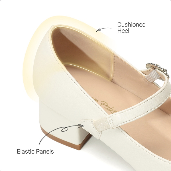 Girls’ Square Toe Heels - IVORY - 3