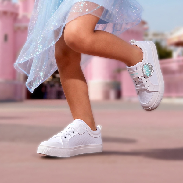 Toddler Girls’ Protective Rubber Toe Sneakers  - WHITE - 1