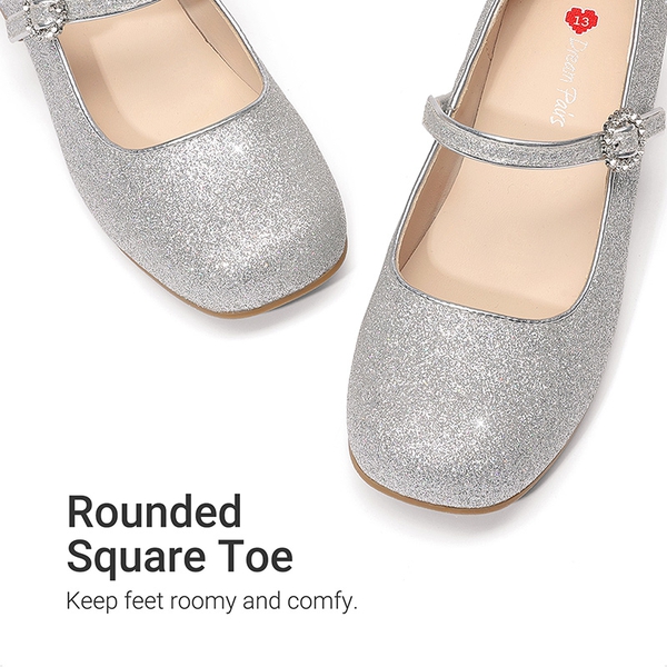 Girls’ Square Toe Heels - SILVER - 4