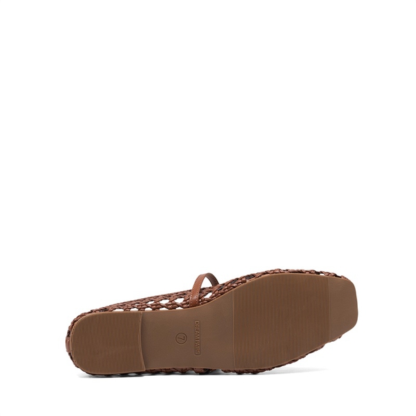 Women’s Woven Flats with Adjustable Strap - BROWN - 7