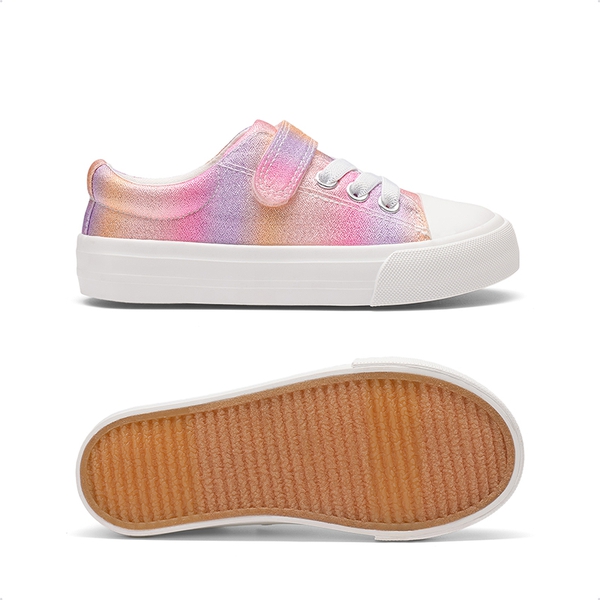 Toddler Sneakers with Hook-and-Loop Strap - PINK/RAINBOW - 5