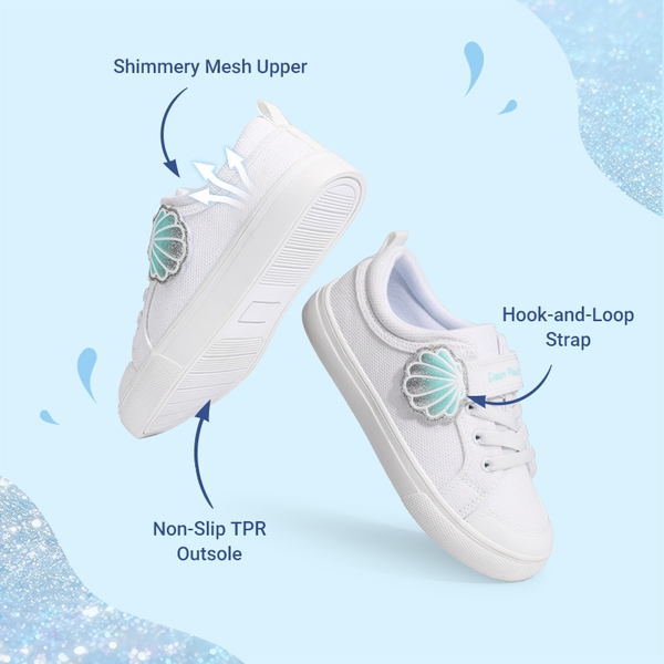 Toddler Girls’ Protective Rubber Toe Sneakers  - WHITE - 4