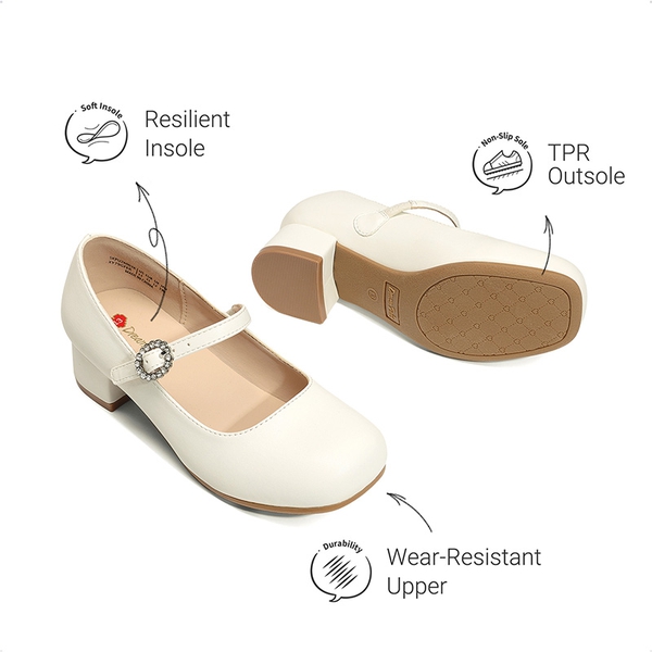 Girls’ Square Toe Heels - IVORY - 5